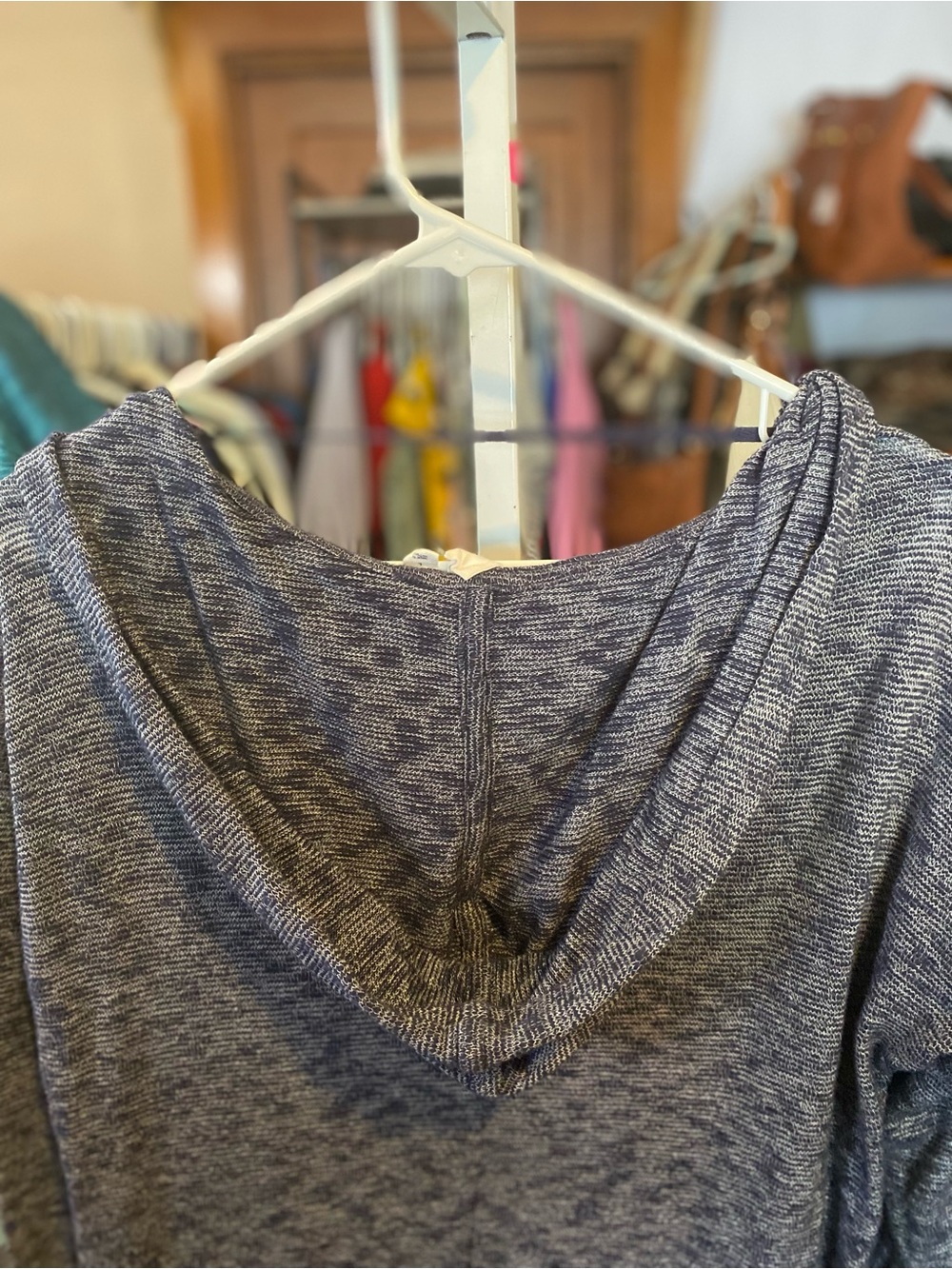 GAP Heathered Blue Open-Front Hooded Cardigan - Picture 6 of 7